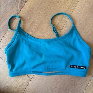 Lorna Jane Blue Sports Bra with Adjustable Straps and Scoop Neckline